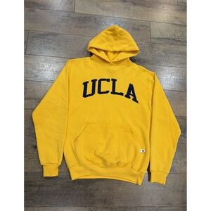 Vintage Russell Athletic UCLA Hoodie Sweatshirt Yellow Medium Stitched Spellout